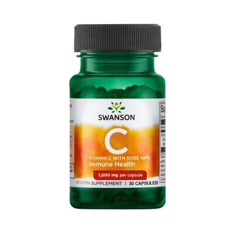 Swanson Vitamin C & Rose Hips Extract (Vit.C & Macese) 1000 mg, 30 Capsule